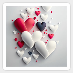 Beautiful valentine hearts- Red, white and black ! Sticker